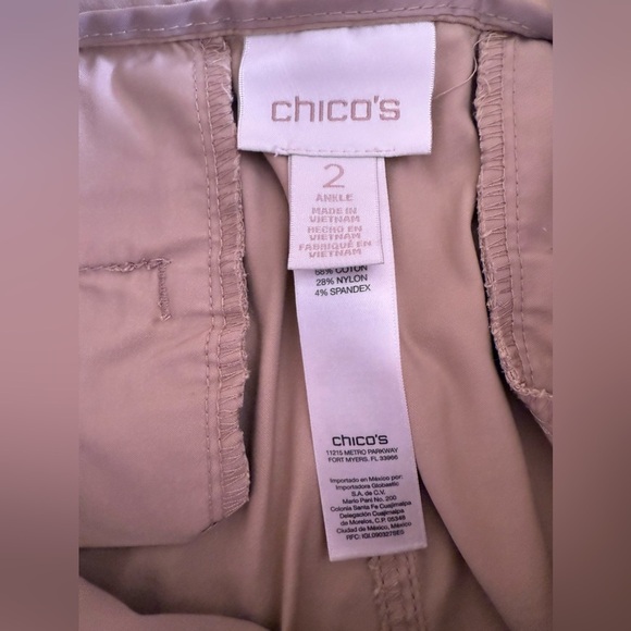 Chicos Women Pants 2 M Green Cropped Stretch Capri Elastic Waist Casual Straight - Picture 7 of 13